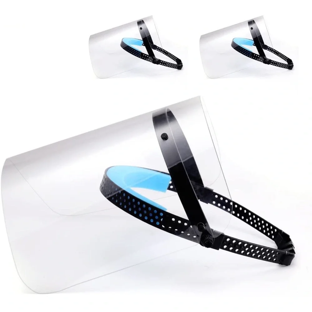 Clear Face Shield Visor Safety Reusable Protective Adjustable Headgear 3 Pack